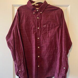 Hollister Men's Burgundy Button Down Shirt – Size Large